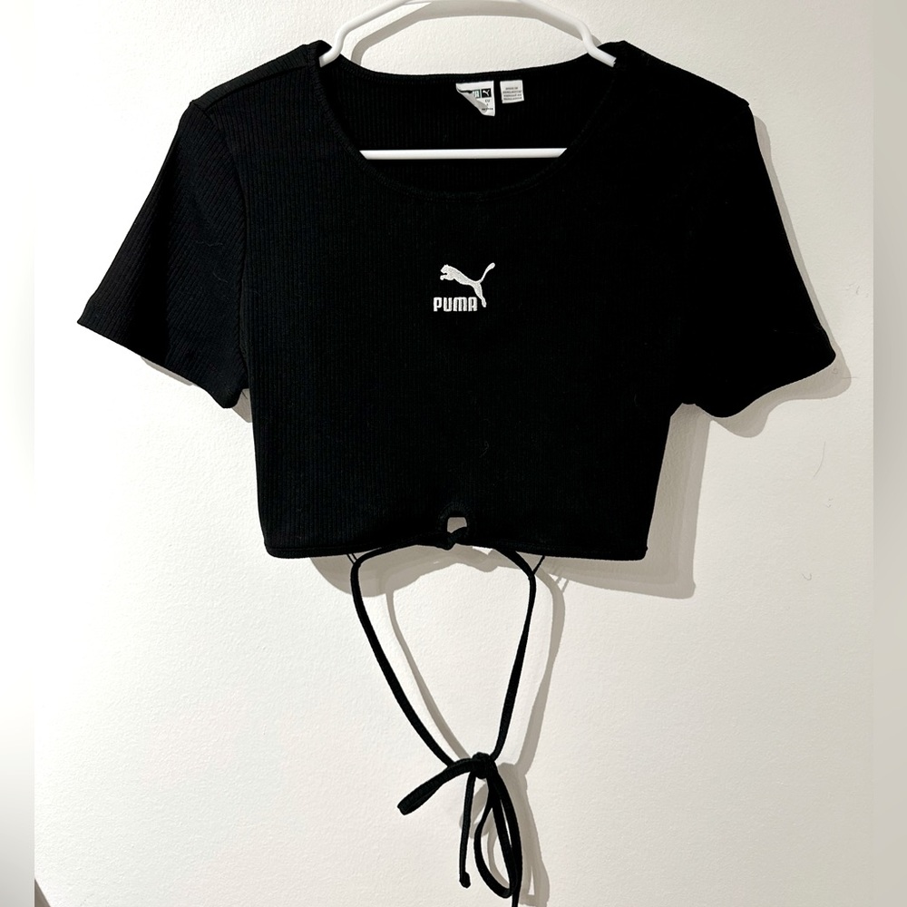 PUMA Short Sleeve Crop Top with Crisscross Wrap Around String